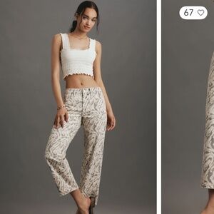 AMO Billie Mid-Rise Crop Wide-Leg Jeans - size 26